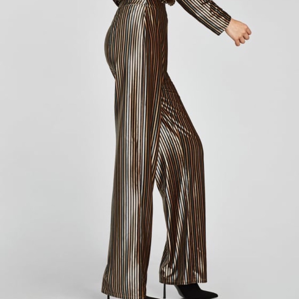 Zara Velvet Striped Trousers